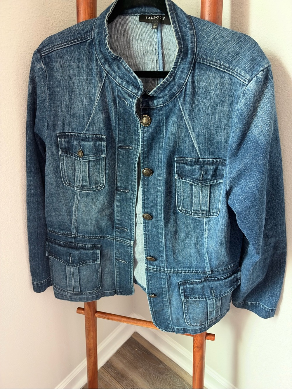 Talbots Women's Medium Blue Denim Jacket with Patch Pockets